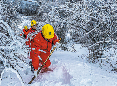 暴雪致地線斷股,電網骨干佩戴安全帶消除線路隱患